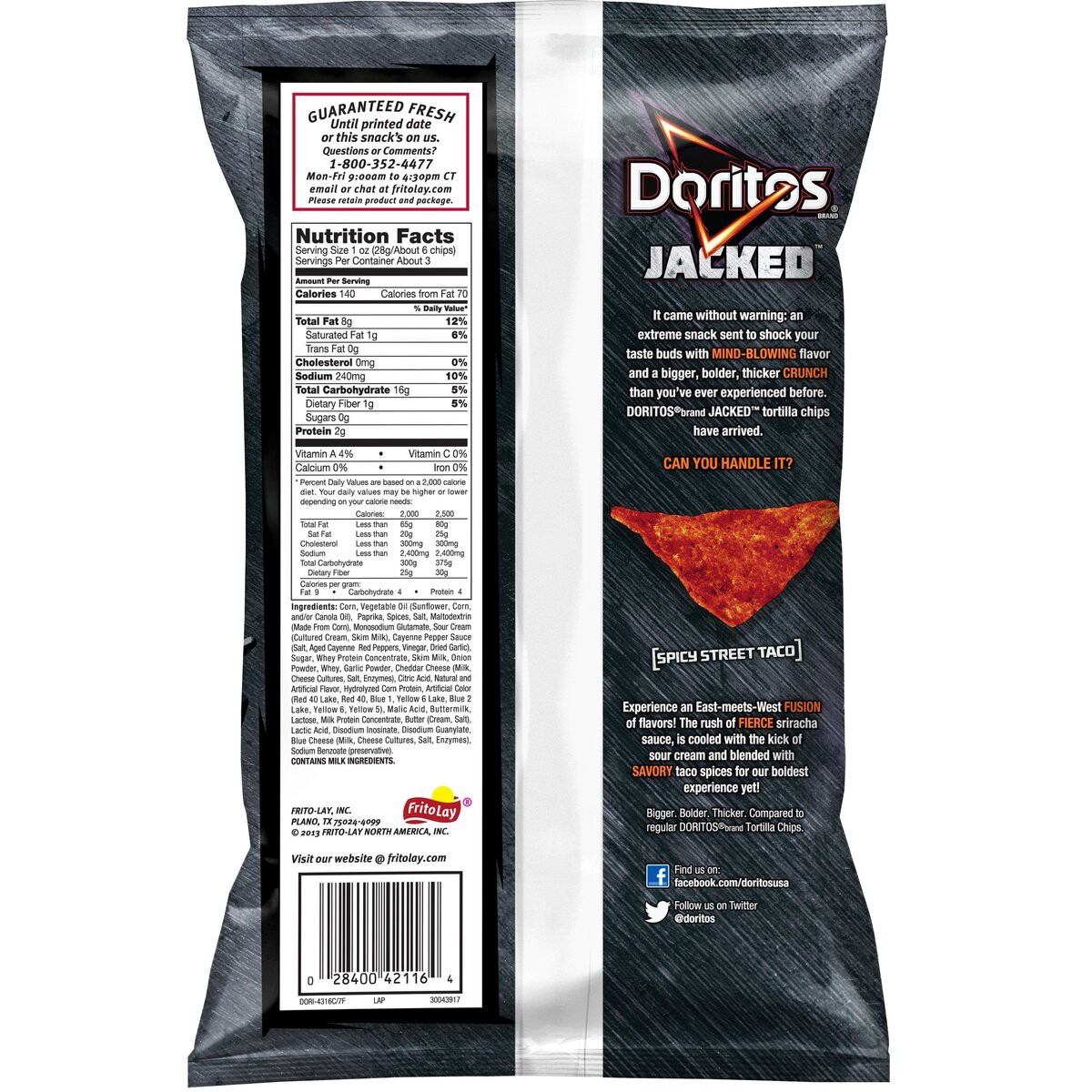 slide 8 of 8, Doritos Jacked Spicy Street Taco Flavored Tortilla Chips 3.125 Ounce Plastic Bag, 3.125 oz