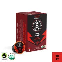 Death Wish Coffee Co. Death Wish Coffee, Organic and Fair Trade, Dark Roast, Single-Serve Coffee Pods, 10 ct