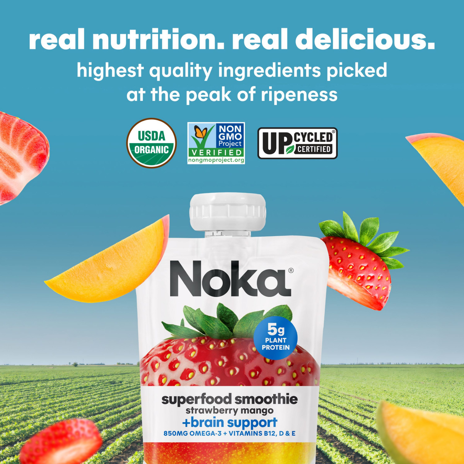 slide 6 of 8, Noka® Strawberry Mango Superfood Smoothies Pouches, 4 ct / 4.22 oz