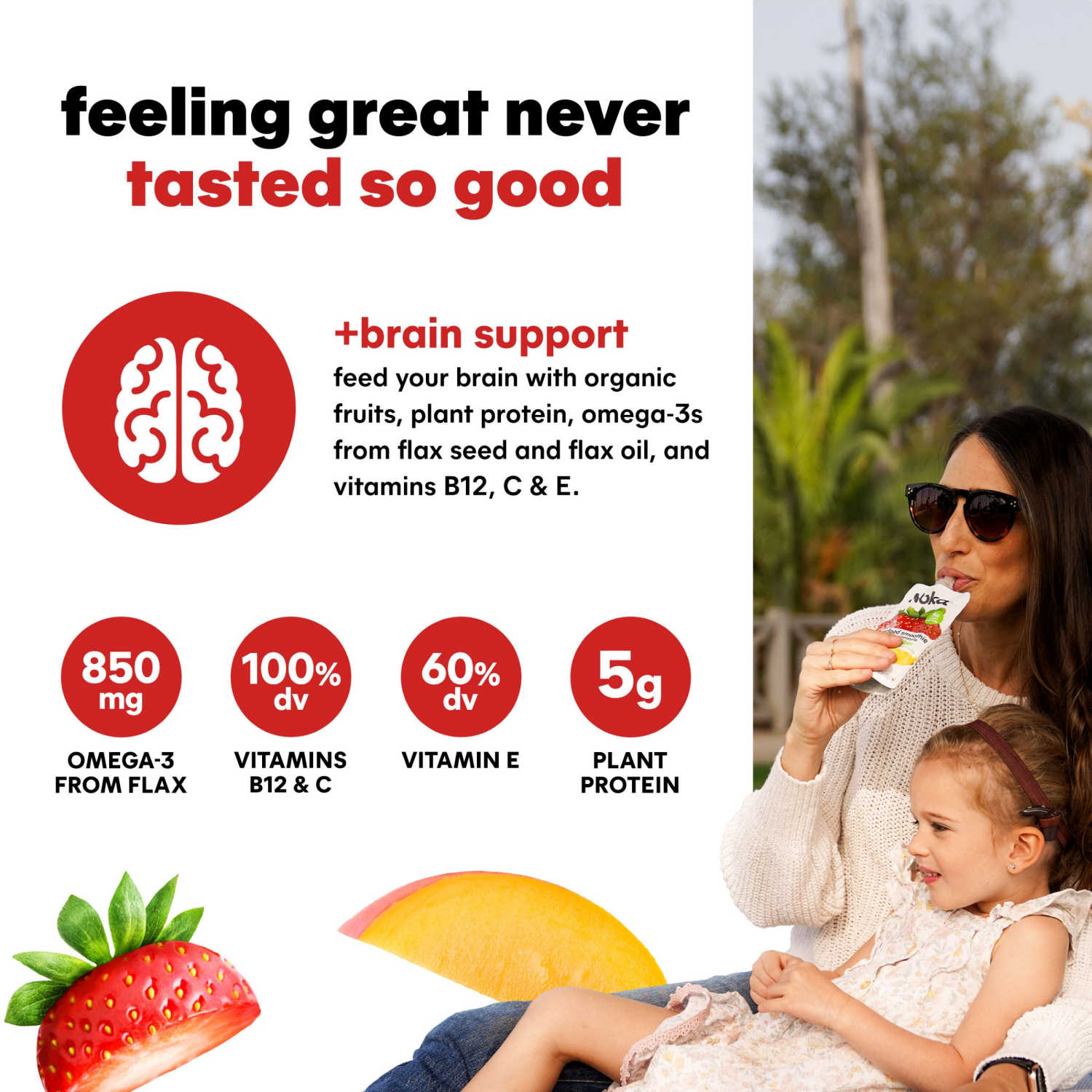 slide 8 of 8, Noka® Strawberry Mango Superfood Smoothies Pouches, 4 ct / 4.22 oz