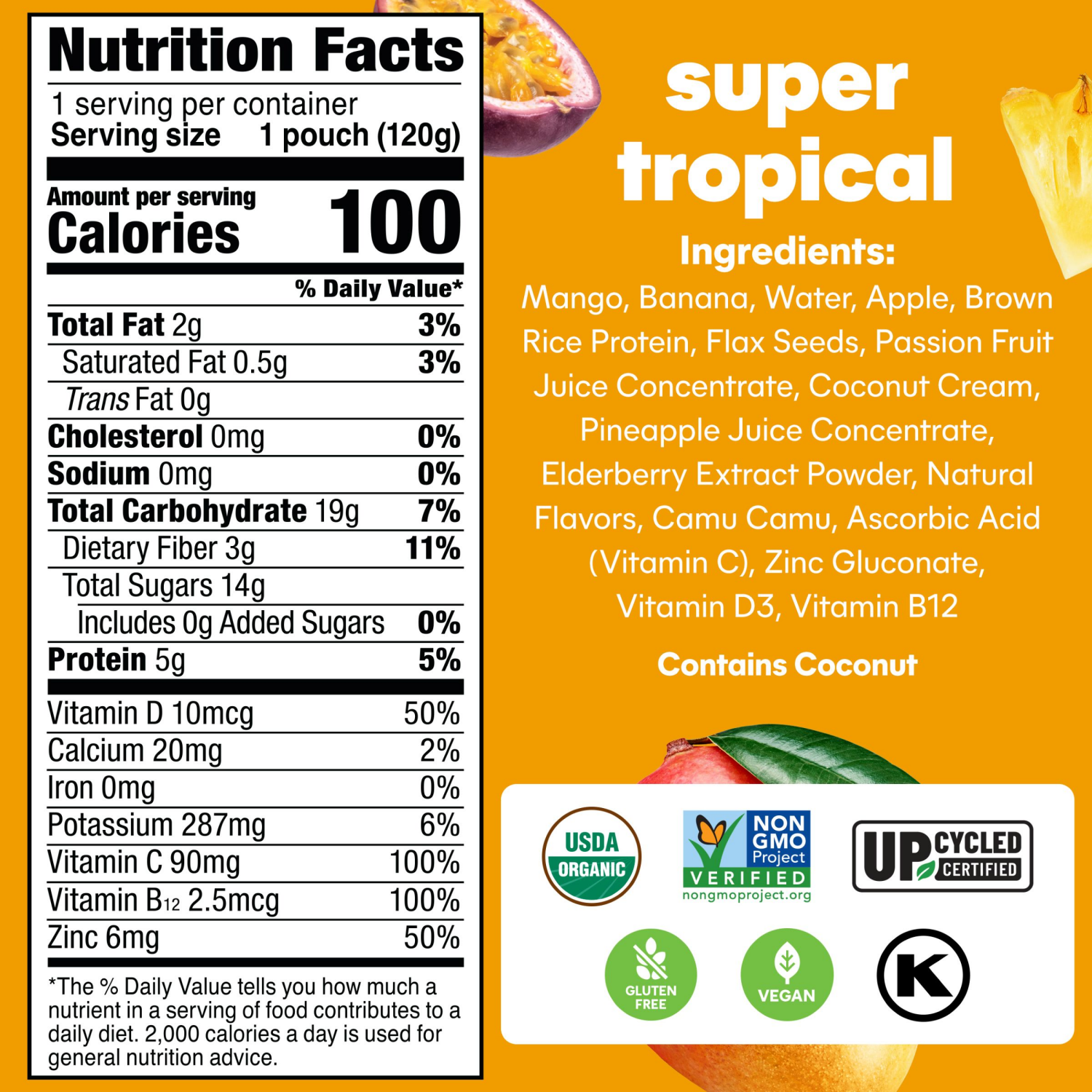 slide 2 of 8, NOKA Superfood Smoothies, Super Tropical 4pack, 4.22 oz, 4 ct
