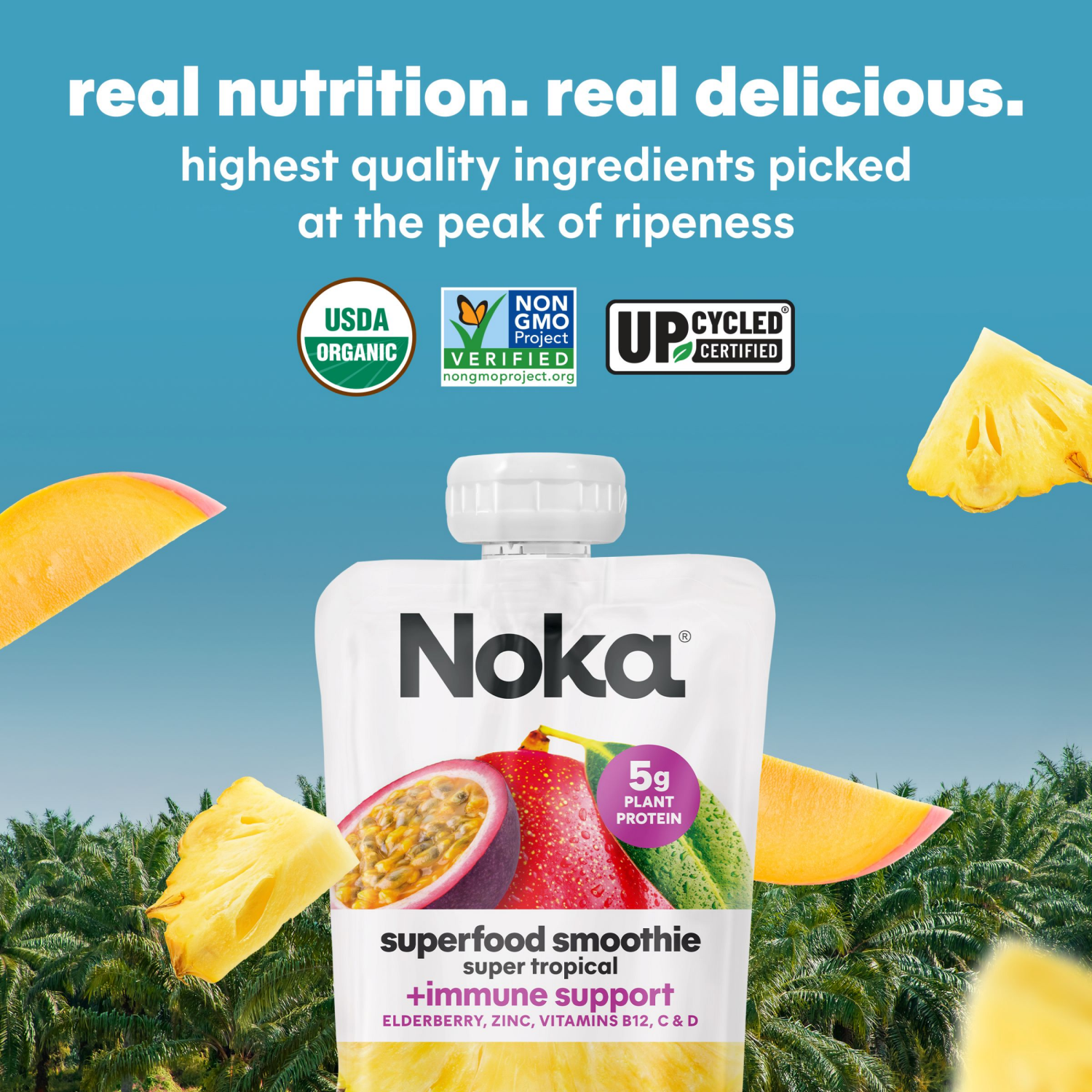 slide 6 of 8, NOKA Superfood Smoothies, Super Tropical 4pack, 4.22 oz, 4 ct