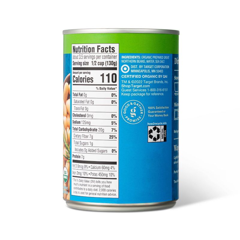 slide 2 of 4, Organic Low Sodium Great Northern Beans - 15oz - Good & Gather™, 15 oz