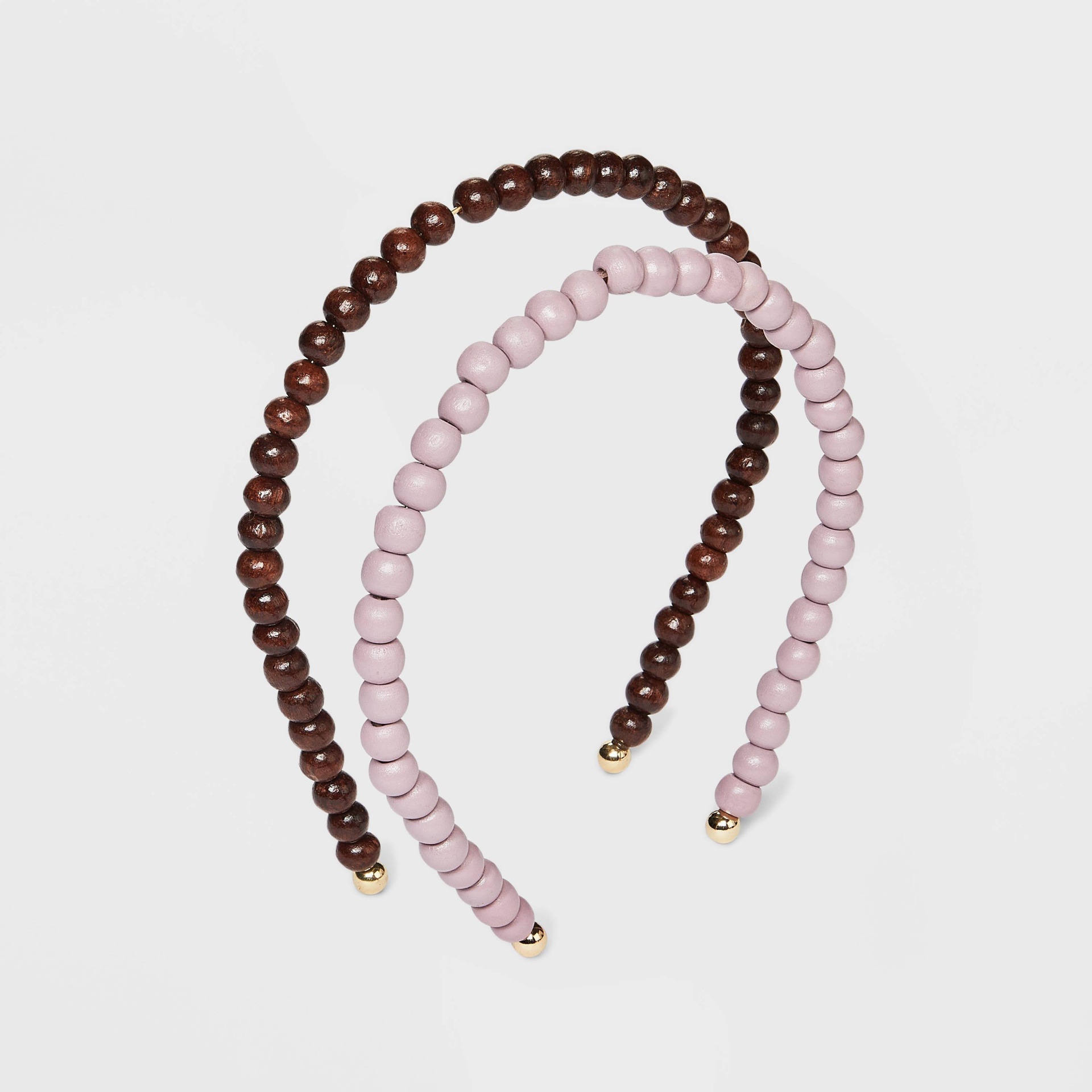 slide 1 of 3, Wooden Bead Headband 2pc - A New Day Pink/Brown, 2 ct