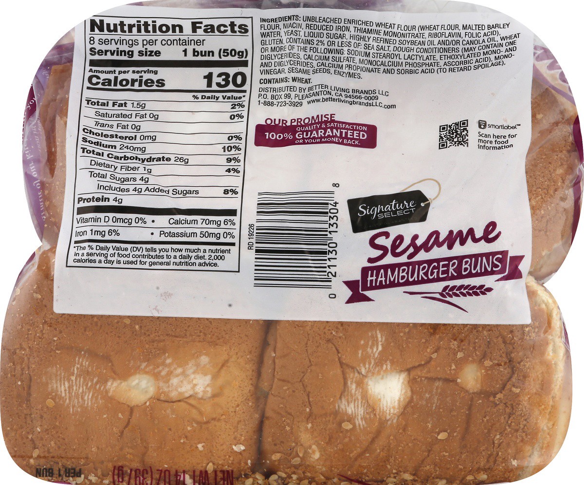 slide 6 of 9, Signature Select Buns Hamburger Sesame, 