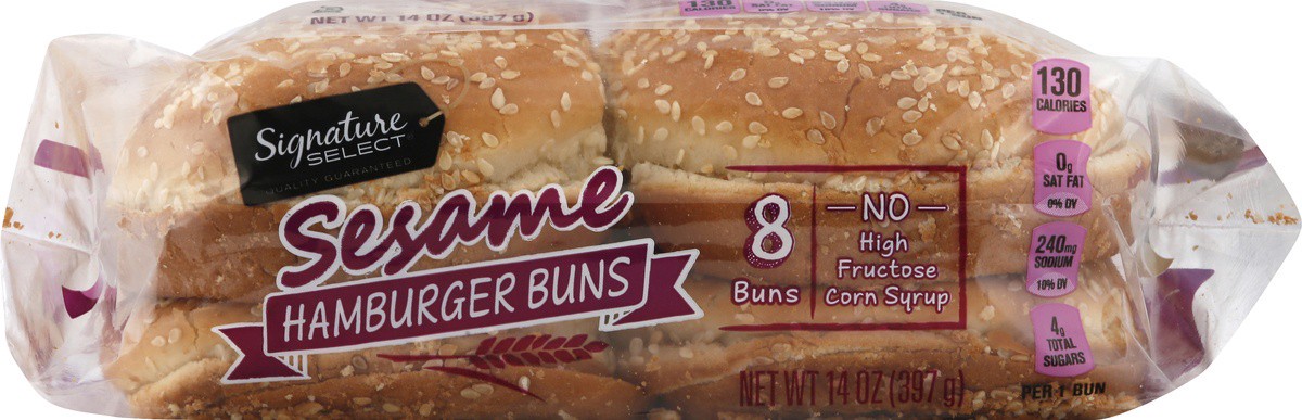 slide 2 of 9, Signature Select Buns Hamburger Sesame, 