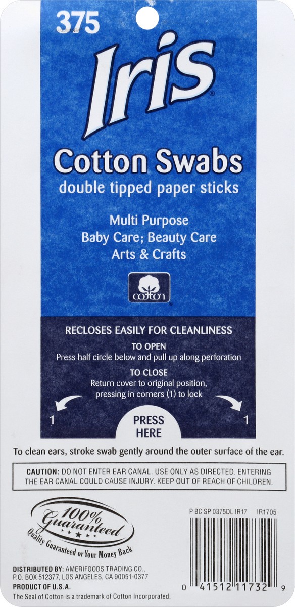 slide 2 of 8, IRIS Cotton Swabs 375 ea, 375 ct