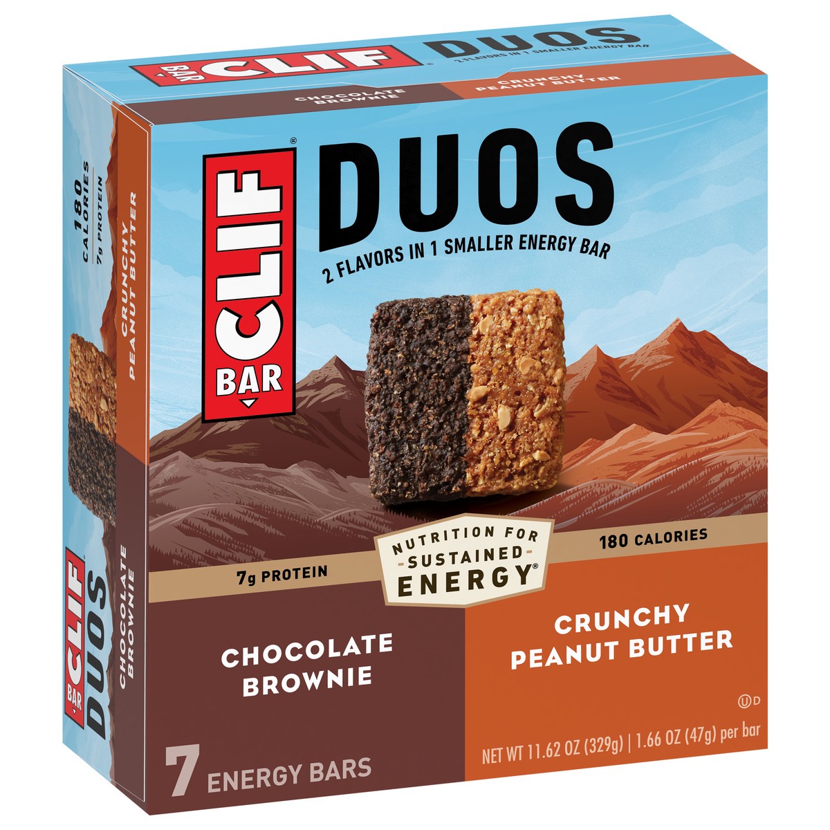 slide 2 of 9, Clif Bar Brownie Crunch Duos Energy Bar 7Ct, 11.62 oz