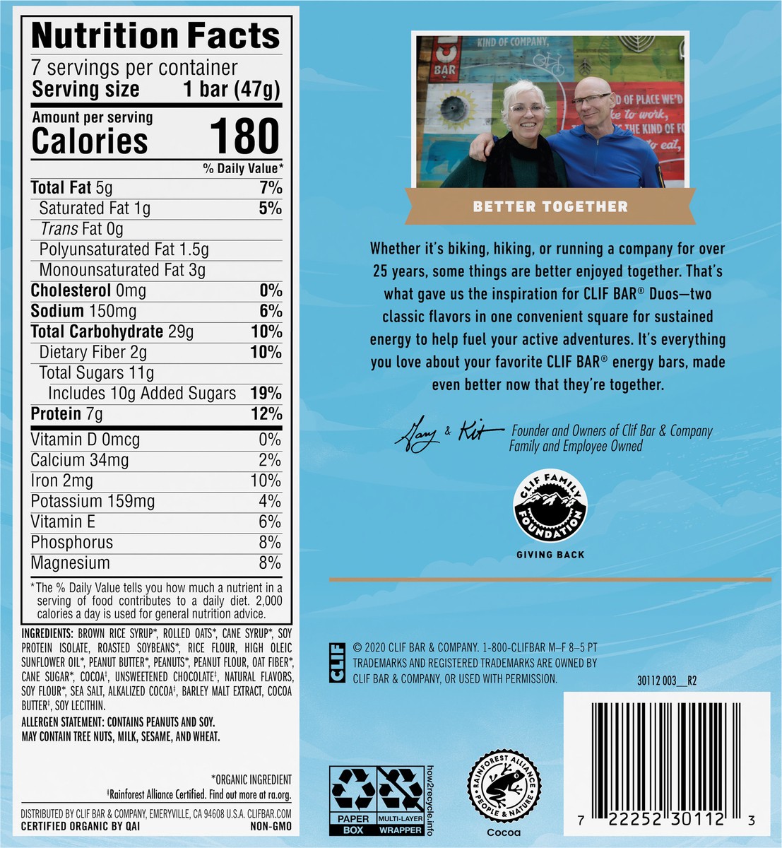 slide 5 of 9, Clif Bar Brownie Crunch Duos Energy Bar 7Ct, 11.62 oz