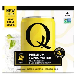 Q Mixers Tonic Water, Premium Cocktail Mixer with Real Ingredients, 7.5 Fl Oz (Pack 4)