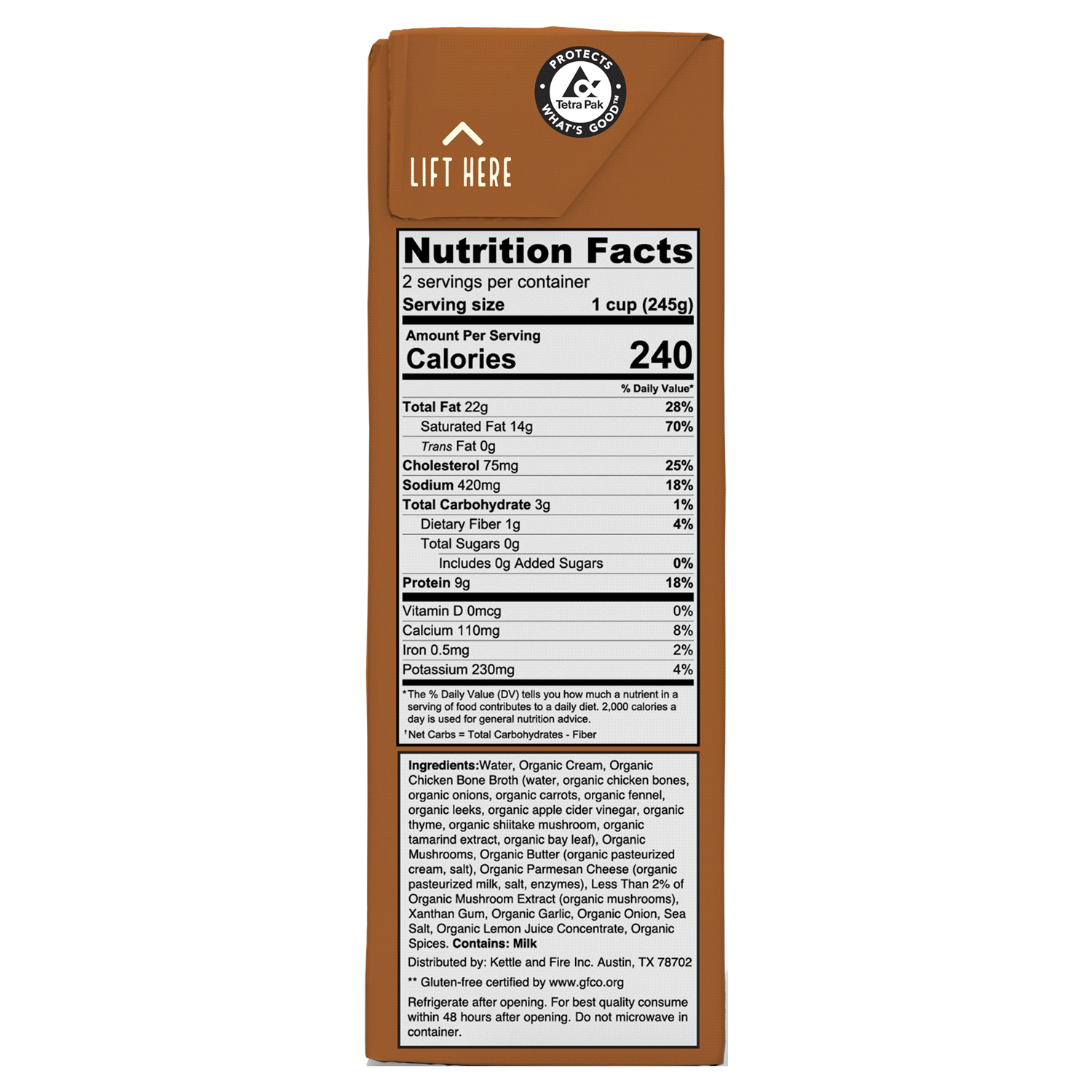 slide 2 of 2, Kettle & Fire Mushroom Bisque Soup with Chicken Bone Broth, 16.9 oz