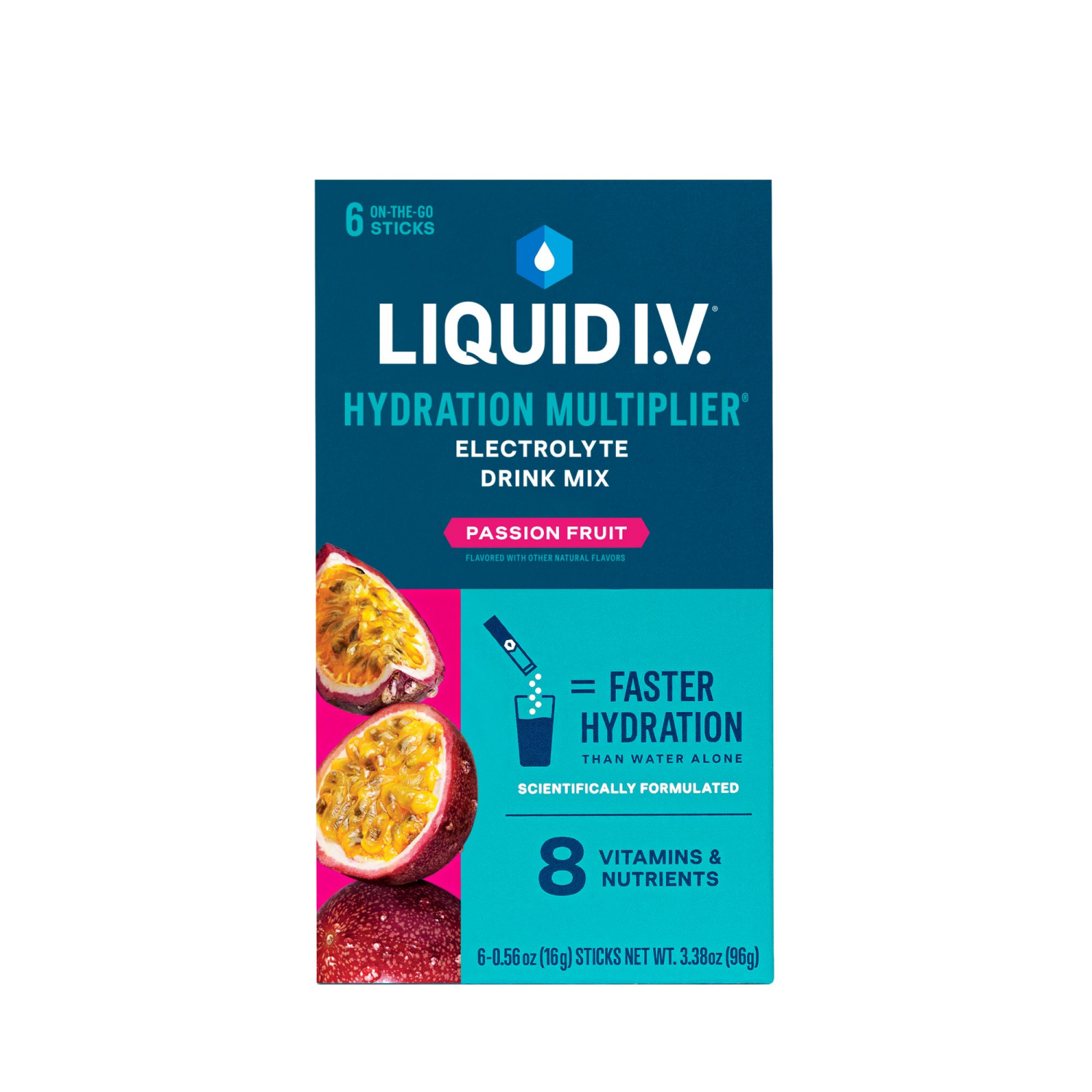 slide 1 of 2, Liquid I.V. Hydration Multiplier - Passion Fruit - Hydration Powder Packets | Electrolyte Powder Drink Mix | Convenient Single-Serving Sticks | Non-GMO | 6 Sticks, 6 ct