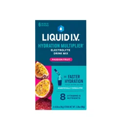 Liquid I.V. Hydration Multiplier - Passion Fruit - Hydration Powder Packets | Electrolyte Powder Drink Mix | Convenient Single-Serving Sticks | Non-GMO | 6 Sticks