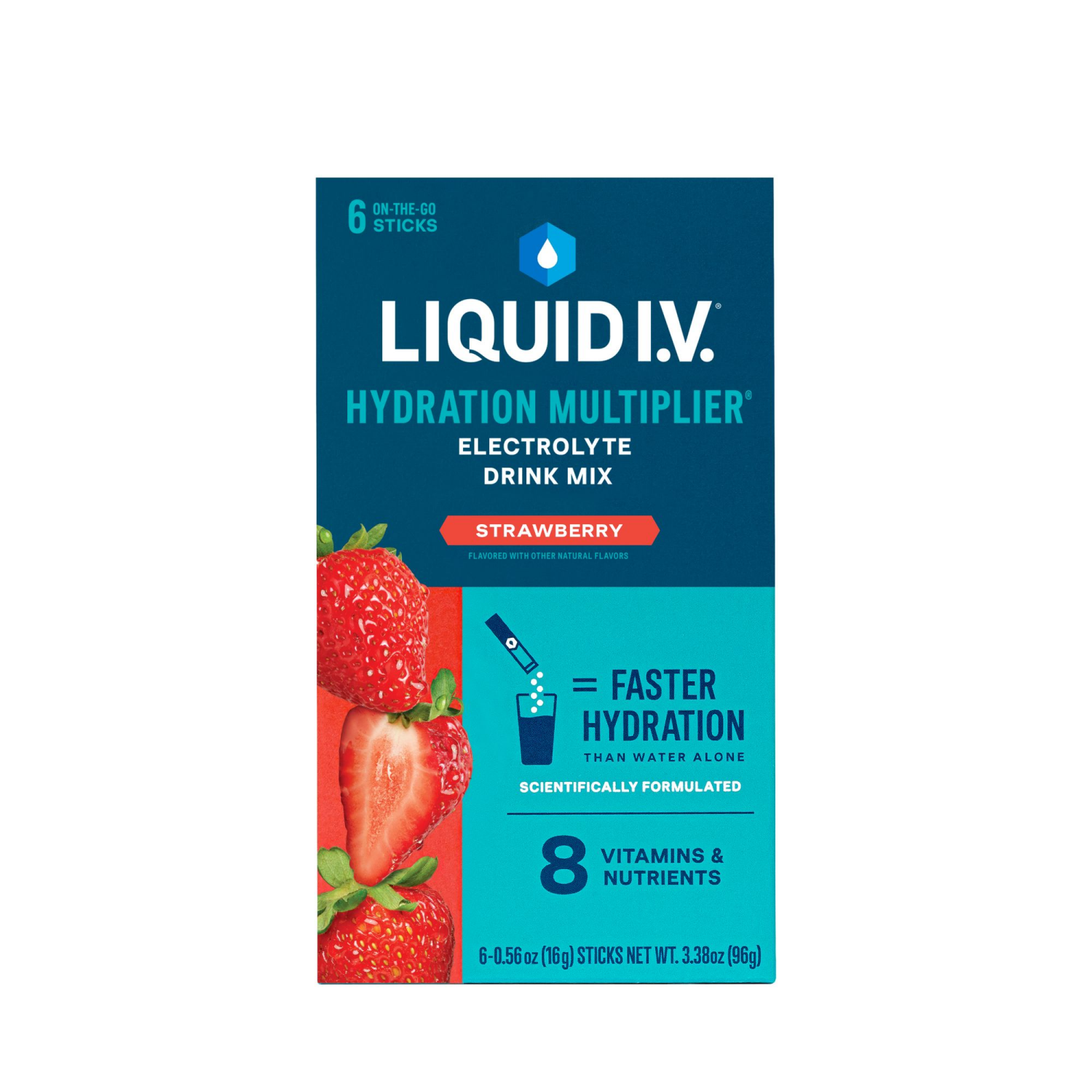 slide 1 of 2, Liquid I.V. Hydration Multiplier - Strawberry - Hydration Powder Packets | Electrolyte Powder Drink Mix | Convenient Single-Serving Sticks | Non-GMO | 6 Sticks, 6 ct