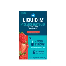 Liquid I.V. Hydration Multiplier - Strawberry - Hydration Powder Packets | Electrolyte Powder Drink Mix | Convenient Single-Serving Sticks | Non-GMO | 6 Sticks