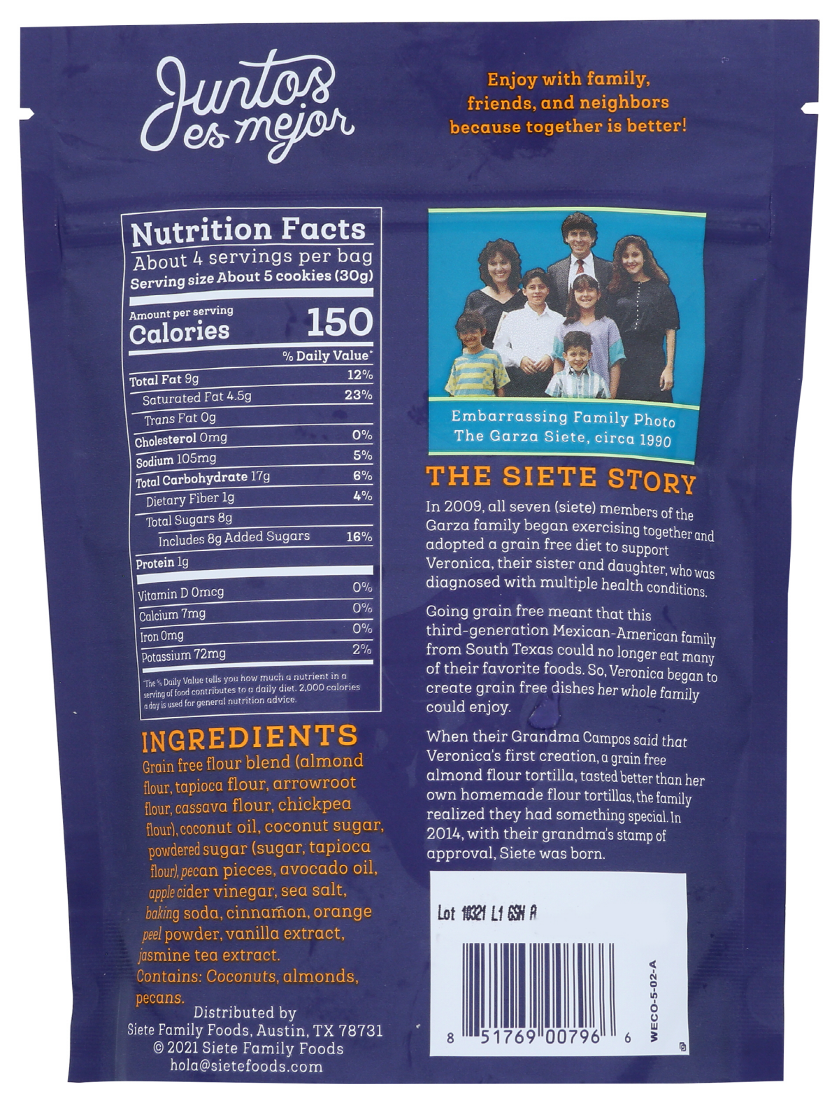 slide 2 of 2, Siete Grain Free Mexican Wedding Cookies 4.5 oz, 4.5 oz