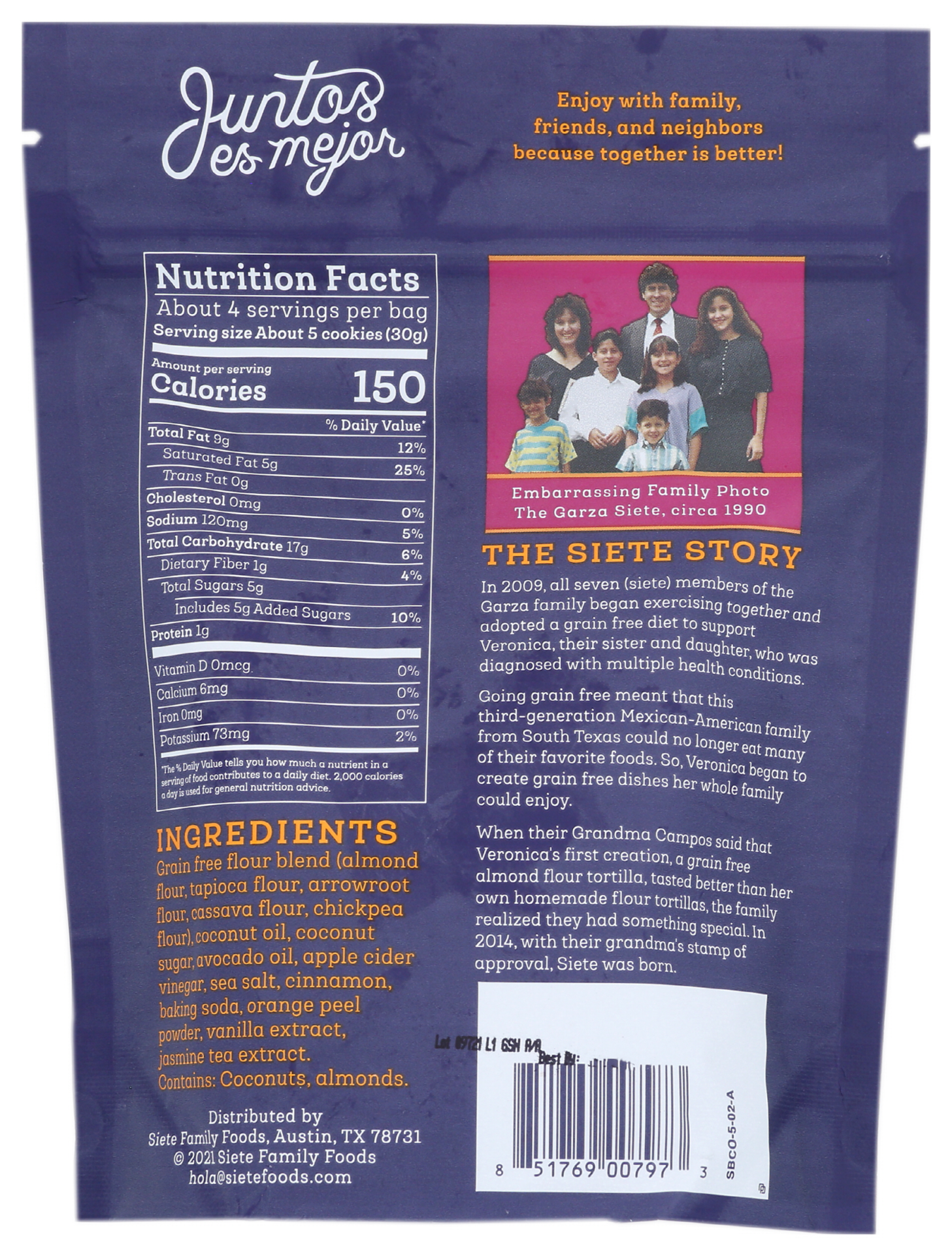 slide 2 of 2, Siete Grain Free Mexican Shortbread Cookies 4.5 oz, 4.5 oz