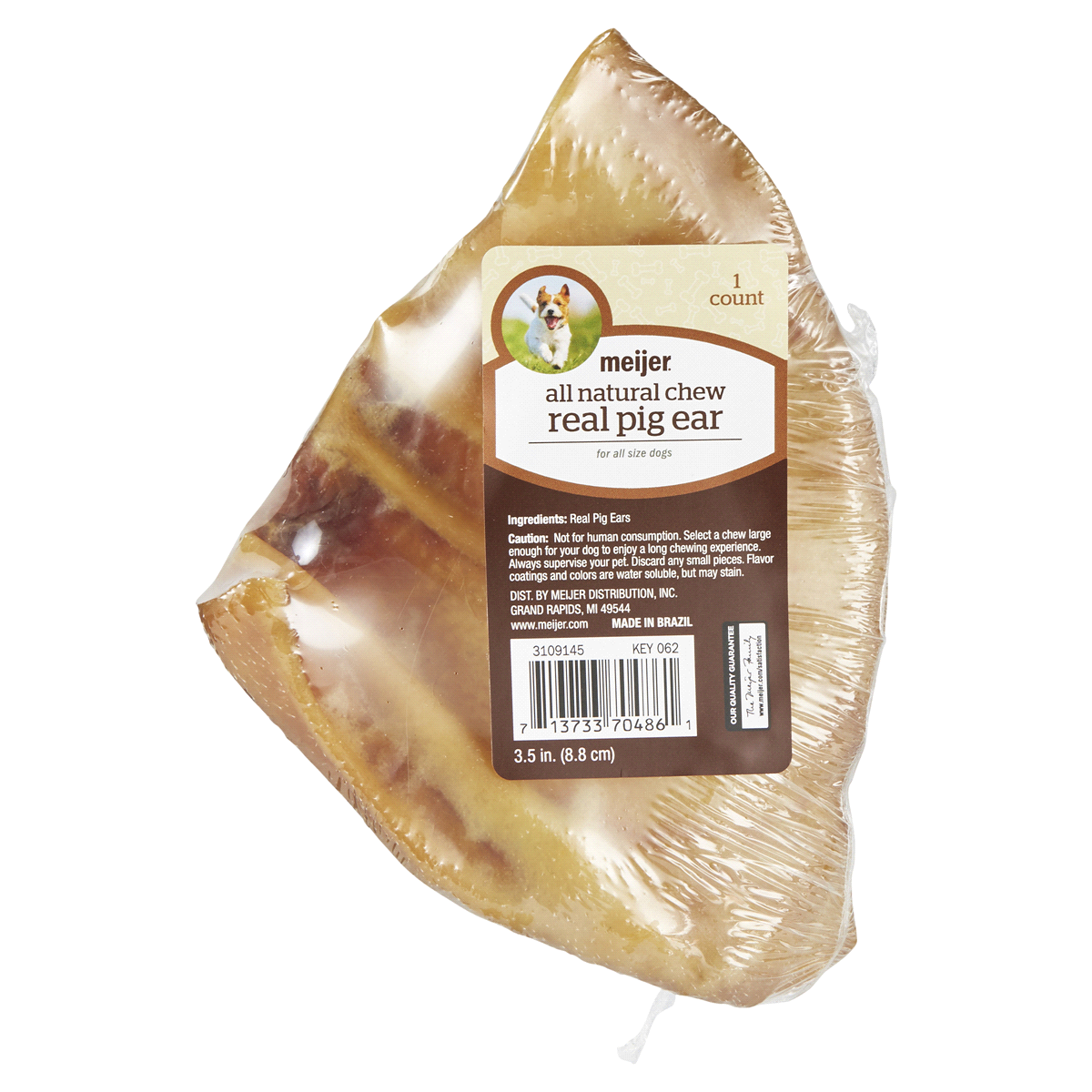 slide 1 of 2, Meijer Main Choice Real Pig Ear 3.5" Dog Treat, 1 ct