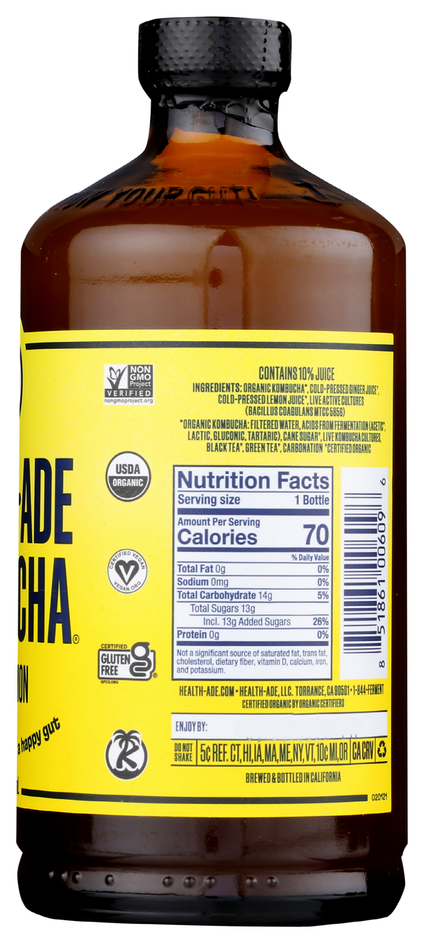 slide 2 of 2, Health-Ade Ginger Lemon, 16 fl oz