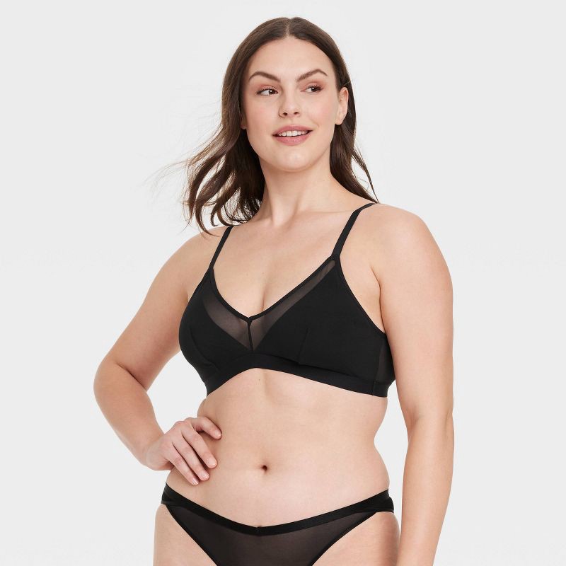 slide 2 of 5, Women's Mesh Bralette - Auden™ Black M, 1 ct