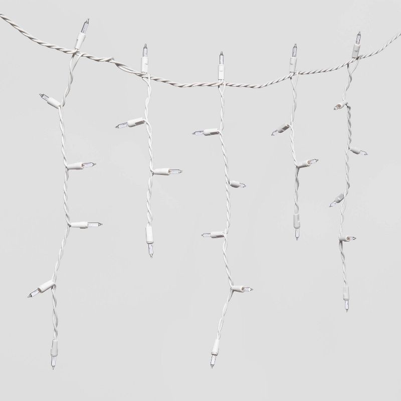 slide 3 of 5, 300ct Incandescent Mini Christmas Icicle Lights Clear with White Wire - Wondershop™, 300 ct