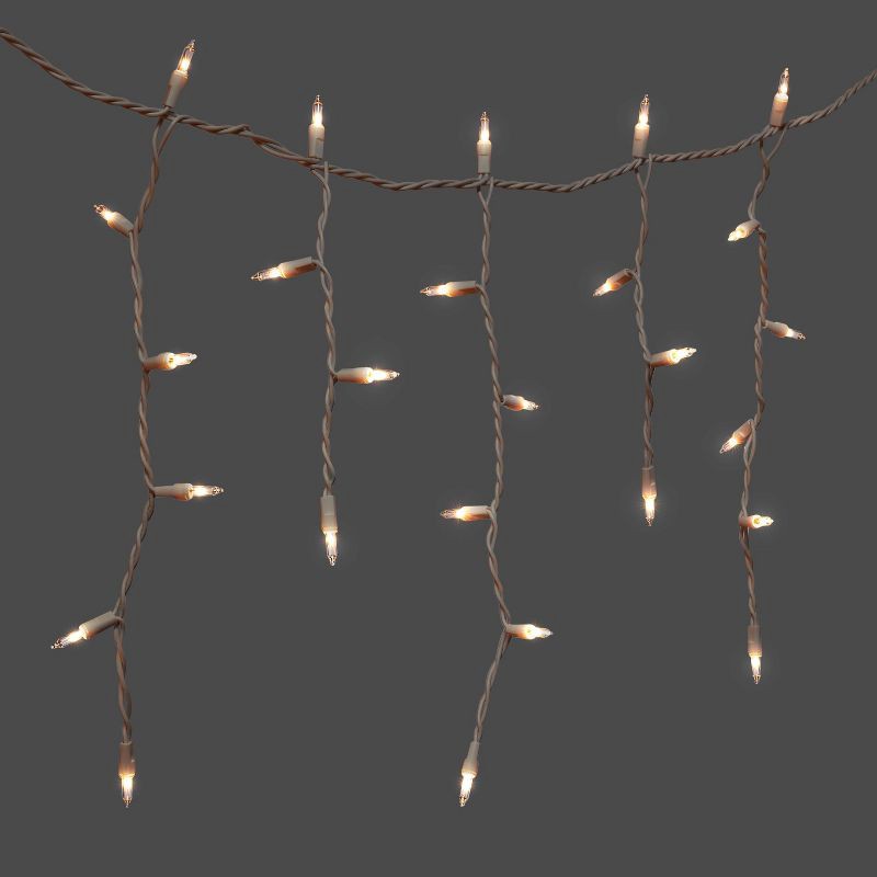 slide 1 of 5, 300ct Incandescent Mini Christmas Icicle Lights Clear with White Wire - Wondershop™, 300 ct