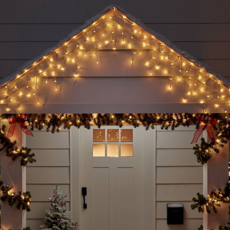 slide 2 of 5, 300ct Incandescent Mini Christmas Icicle Lights Clear Twinkle with White Wire - Wondershop™: Indoor/Outdoor Use, Electric Powered, 300 ct