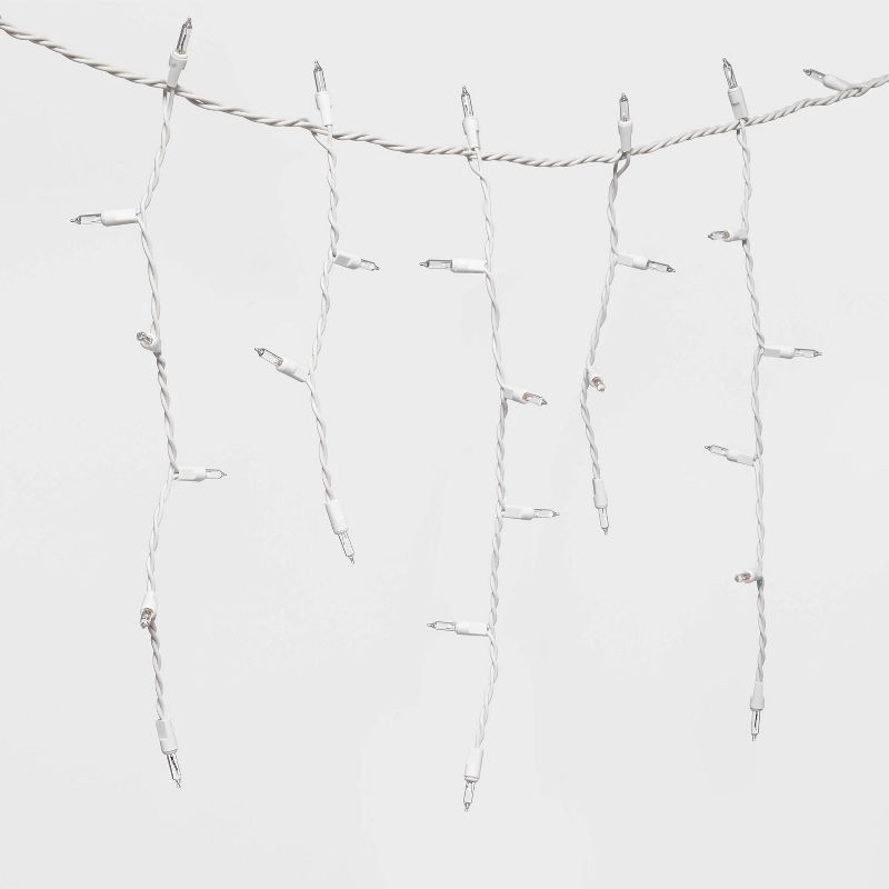 slide 3 of 5, 300ct Incandescent Mini Christmas Icicle Lights Clear Twinkle with White Wire - Wondershop™: Indoor/Outdoor Use, Electric Powered, 300 ct