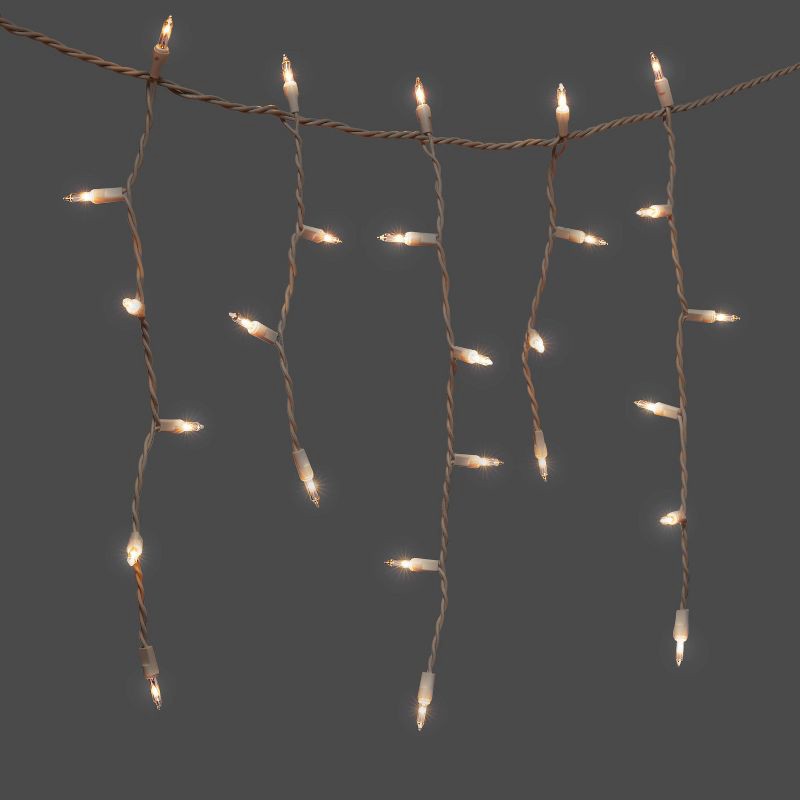 slide 1 of 5, 300ct Incandescent Mini Christmas Icicle Lights Clear Twinkle with White Wire - Wondershop™: Indoor/Outdoor Use, Electric Powered, 300 ct