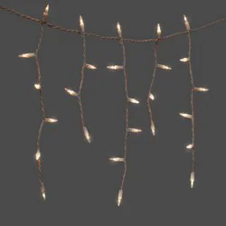 300ct Incandescent Mini Christmas Icicle Lights Clear Twinkle with White Wire - Wondershop™: Indoor/Outdoor Use, Electric Powered