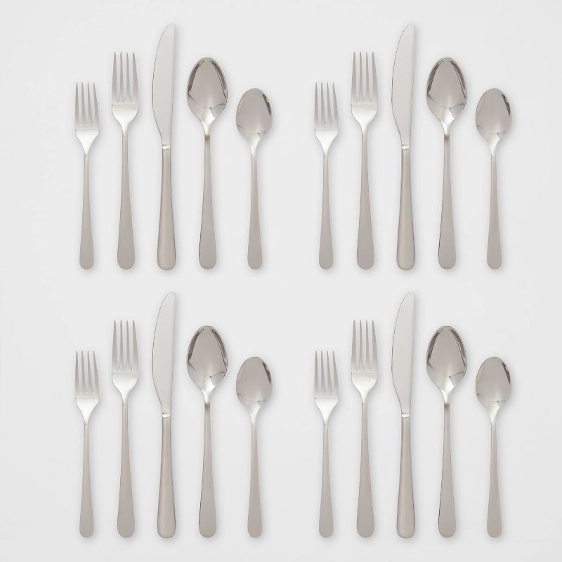 slide 4 of 4, 20pc Harrington Flatware Set Silver - Threshold™, 20 ct