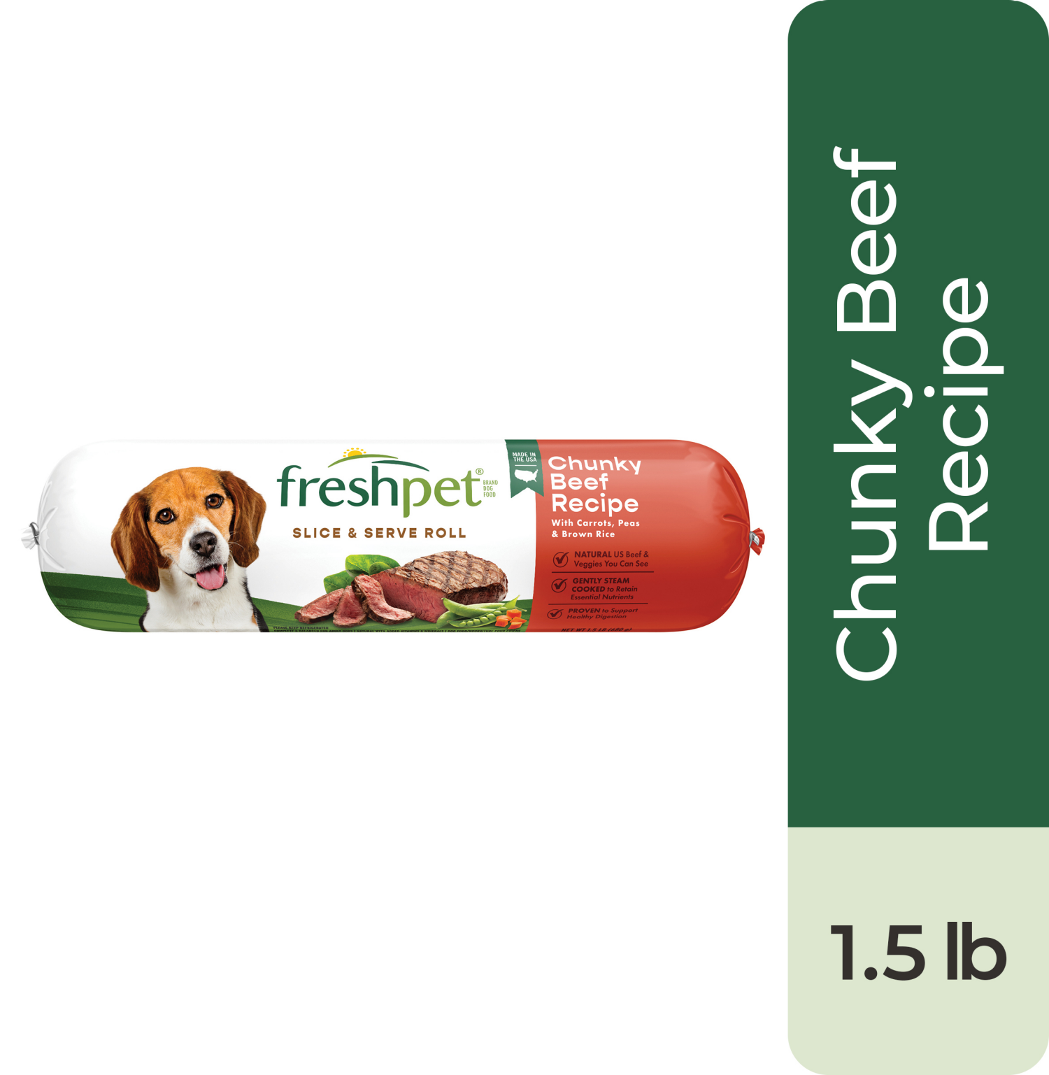 slide 1 of 8, Freshpet Slice & Serve Chunky Beef Recipe Dog Food 1.5 lb, 1.5 lb
