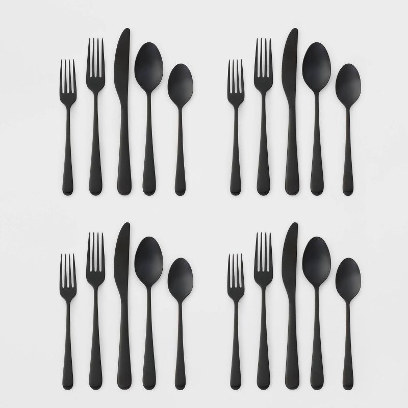 slide 4 of 4, 20pc Harrington Flatware Set Black - Threshold™, 20 ct