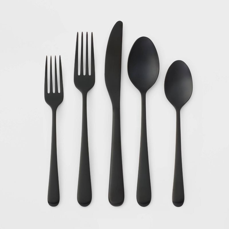 slide 1 of 4, 20pc Harrington Flatware Set Black - Threshold™, 20 ct