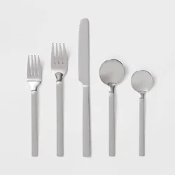 20pc Squared Straight Flatware Set Stainless Steel - Room Essentials™: Silverware Set, Service for 4, Dishwasher-Safe