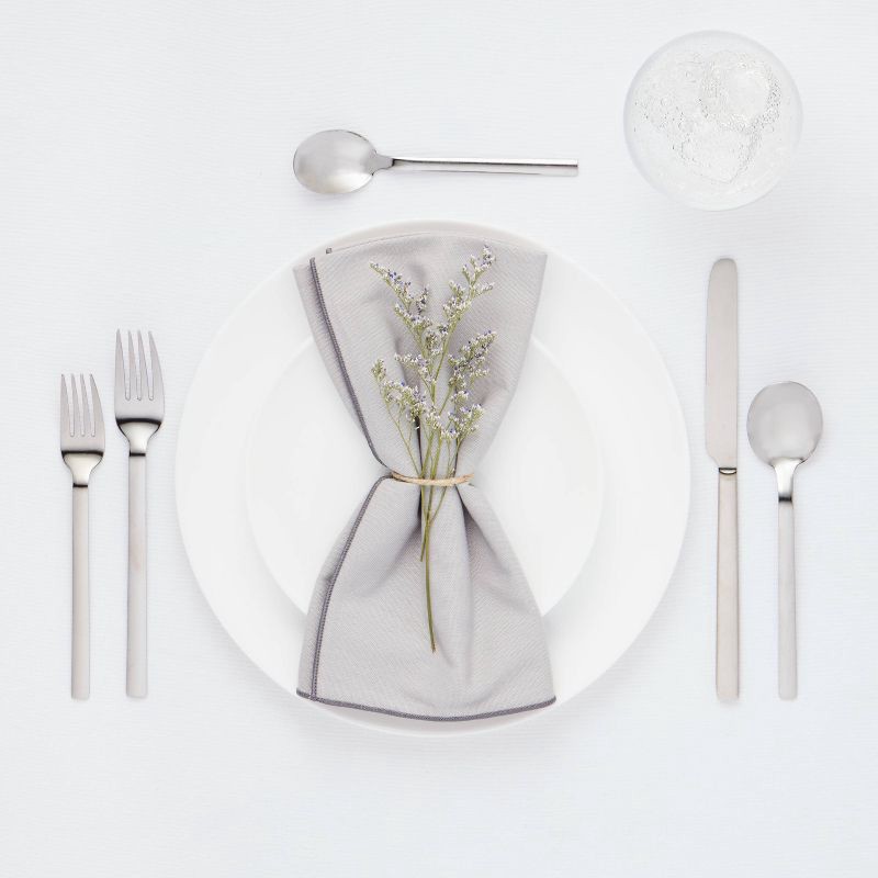 slide 2 of 4, 30pc Squared Straight Flatware Set with Caddy - Room Essentials™: Silverware Set, Service for 6, Forks Spoons Knives, 30 ct