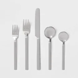 30pc Squared Straight Flatware Set with Caddy - Room Essentials™: Silverware Set, Service for 6, Forks Spoons Knives
