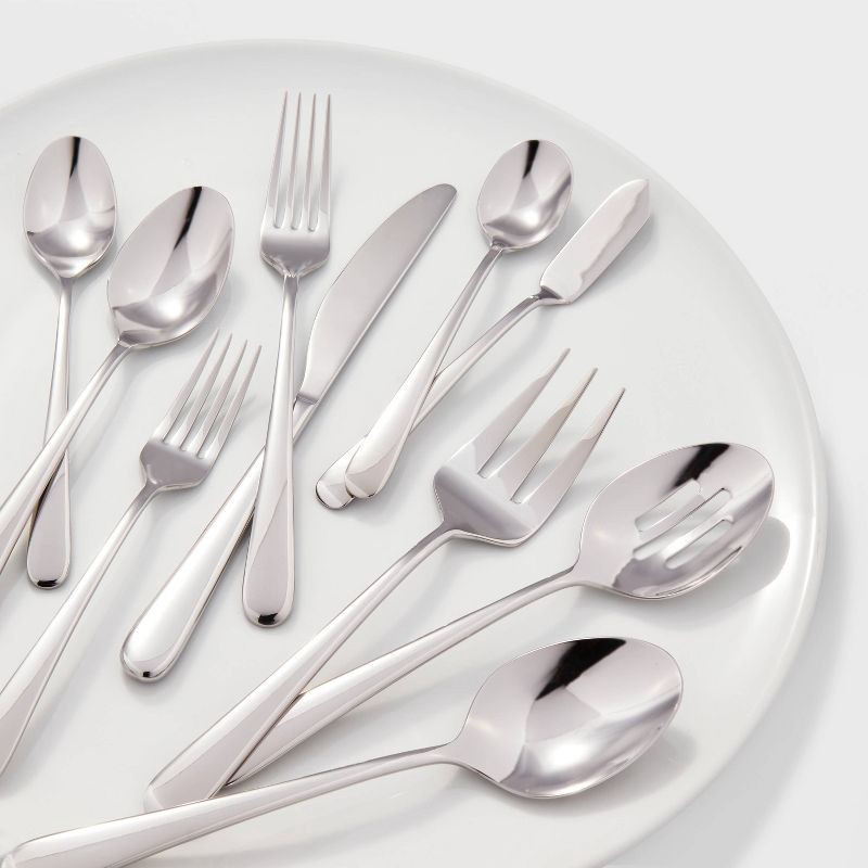 slide 2 of 4, 45pc Harrington Flatware Set Silver - Threshold™, 45 ct