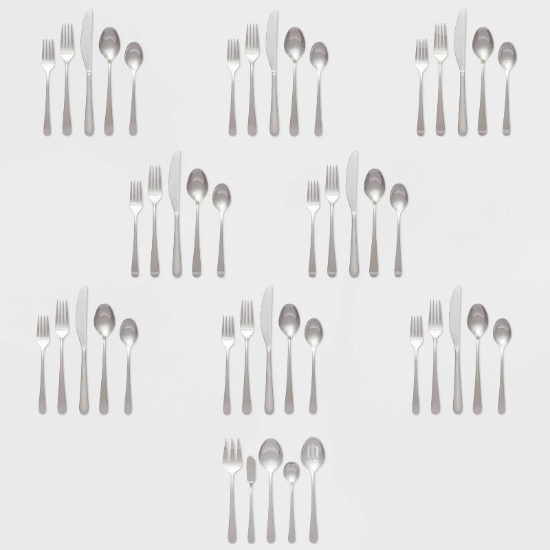 slide 4 of 4, 45pc Harrington Flatware Set Silver - Threshold™, 45 ct