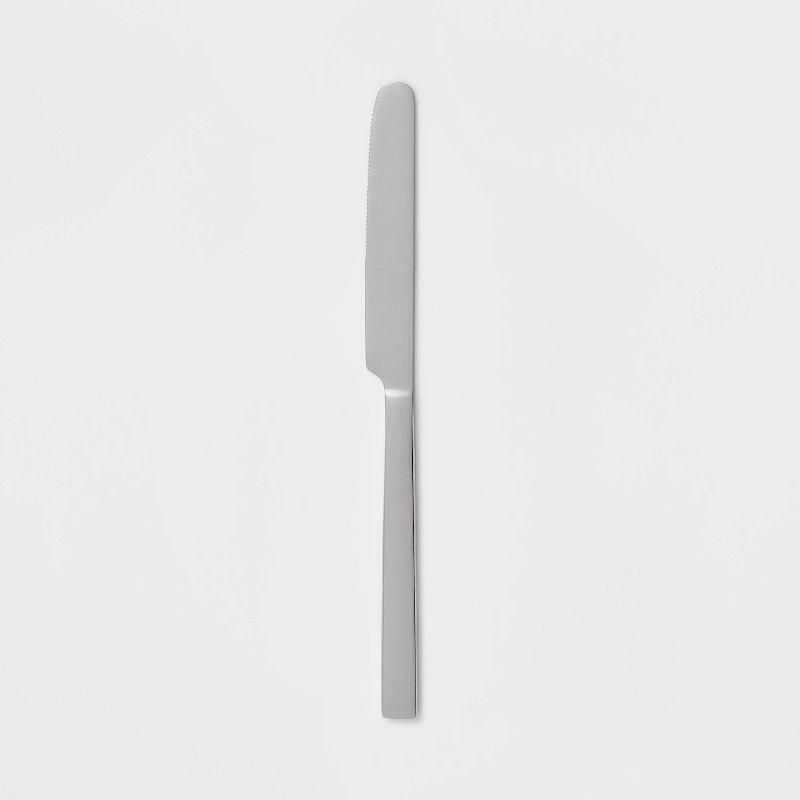 slide 1 of 3, Squared Straight Knife - Room Essentials™: 18/0 Stainless Steel Dinner Knife, Dishwasher-Safe, Silver, 9.15" Length, 1 ct