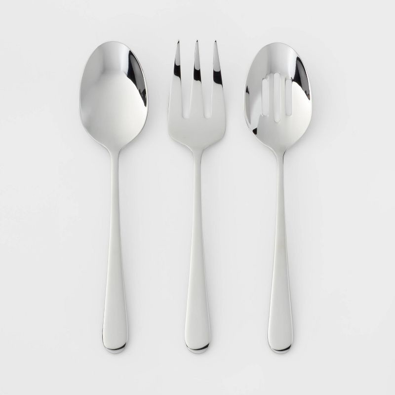 slide 1 of 3, 3pc Harrington Serve Set Silver - Threshold™, 3 ct