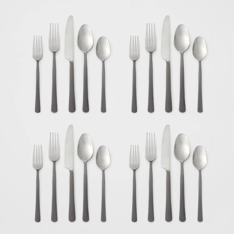 slide 4 of 4, 20pc Hubbardston Flatware Set Black - Threshold™, 20 ct