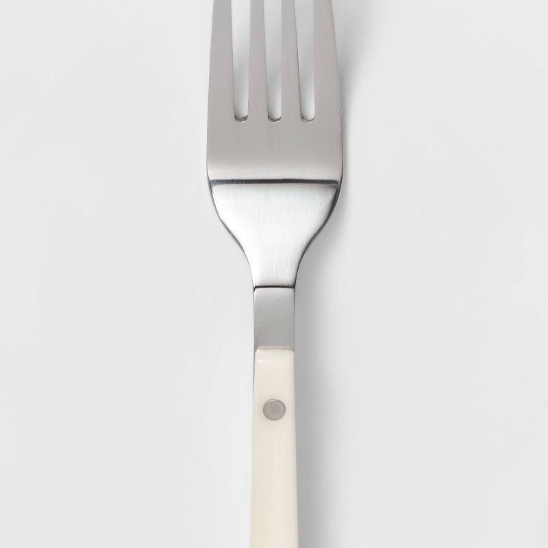 slide 3 of 4, 20pc Stainless Steel Burlington Silverware Set Cream - Threshold™: Flatware Set with Forks, Spoons & Knives, Service for 4, 20 ct