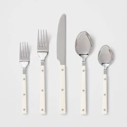 20pc Stainless Steel Burlington Silverware Set Cream - Threshold™: Flatware Set with Forks, Spoons & Knives, Service for 4