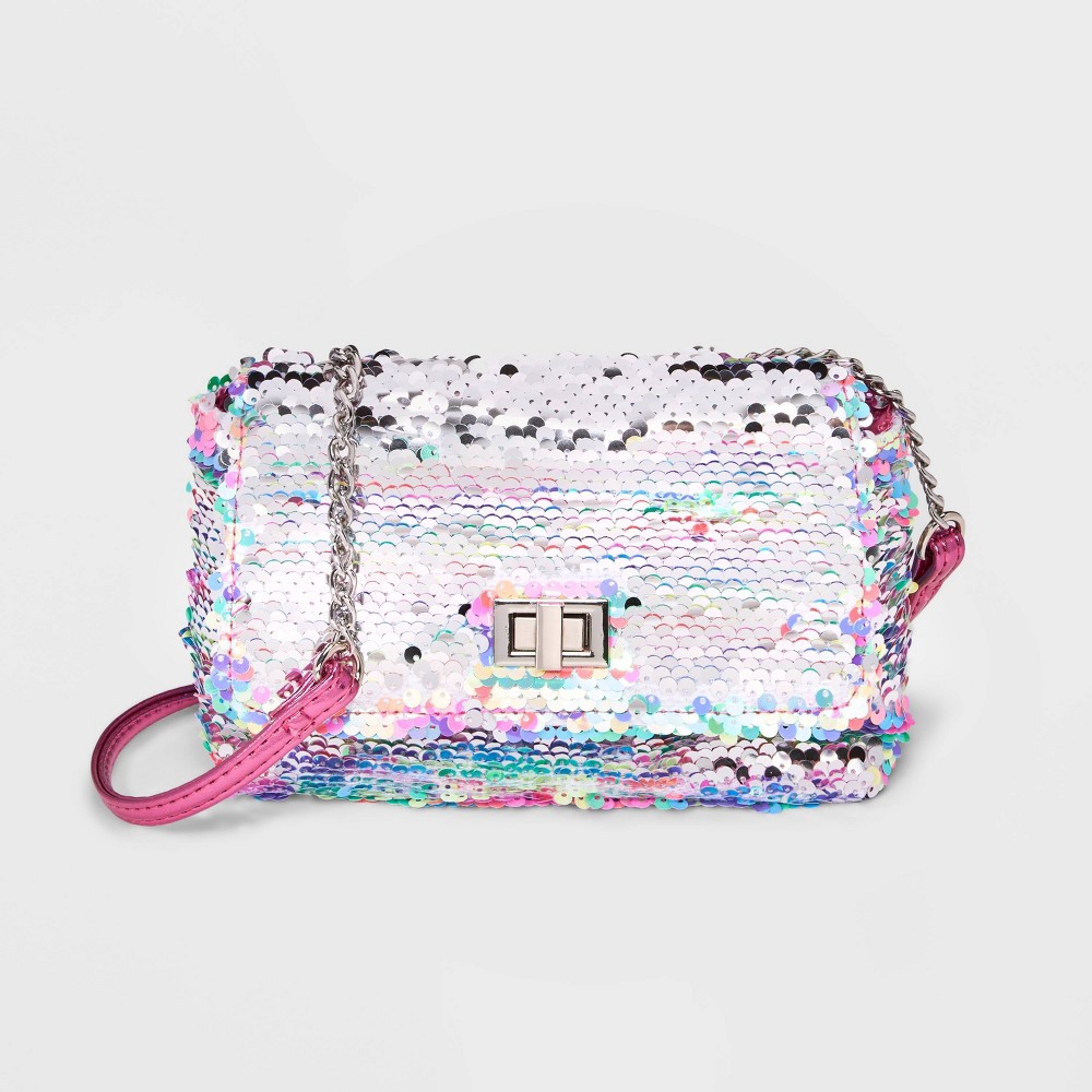 Girls' Glitter Rainbow Striped Crossbody Bag - Cat & Jack 1 ct