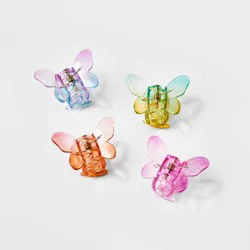 Girls' 4pk Butterfly Clips - Cat & Jack™: Hair Styling Accessories, All Hair Types, Plastic & Iron