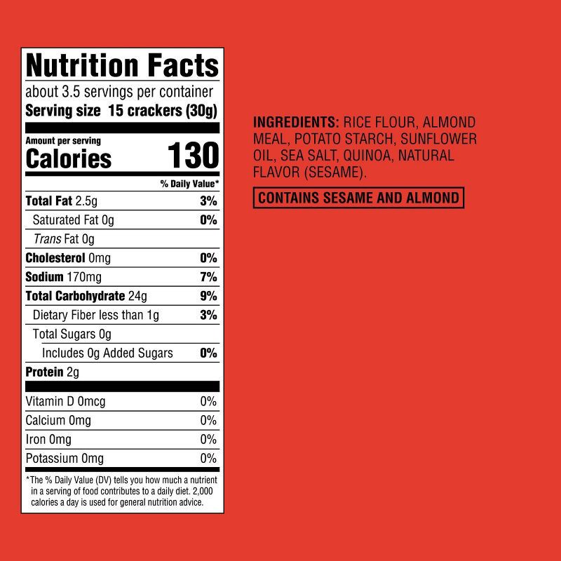 slide 5 of 5, Gluten Free Rice & Almond Flour Crackers with Sea Salt - 3.5oz - Good & Gather™, 3.5 oz