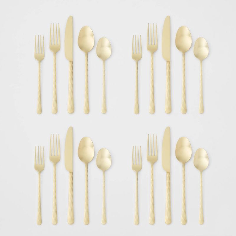 slide 4 of 4, 20pc Cherryfield Champagne Flatware Set - Threshold™, 20 ct