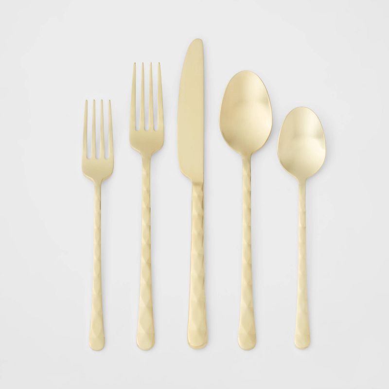 slide 1 of 4, 20pc Cherryfield Champagne Flatware Set - Threshold™, 20 ct