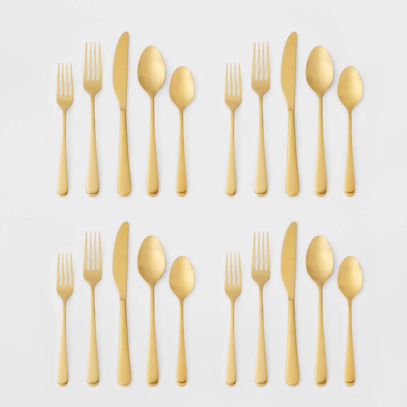 slide 4 of 4, 20pc Harrington Flatware Set Gold - Threshold™, 20 ct